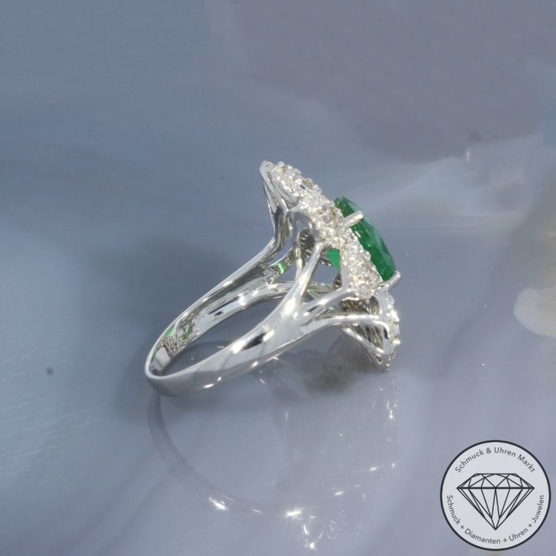 Wert 6590 € Brillant Diamant Smaragd Ring in 750er 18 K Weißgold - 101872