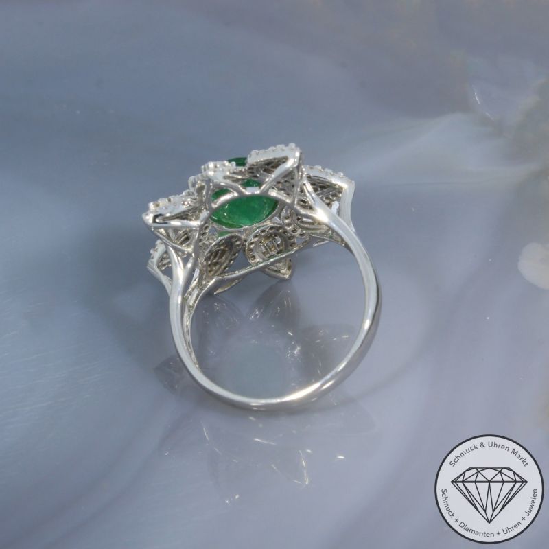 Wert 6590 € Brillant Diamant Smaragd Ring in 750er 18 K Weißgold - 101872
