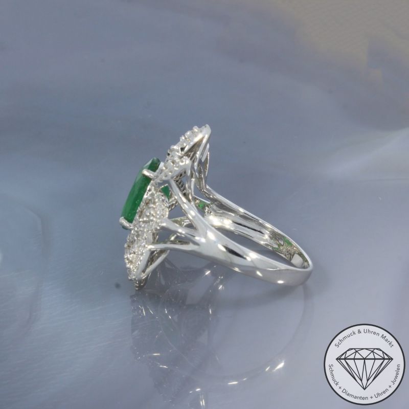 Wert 6590 € Brillant Diamant Smaragd Ring in 750er 18 K Weißgold - 101872