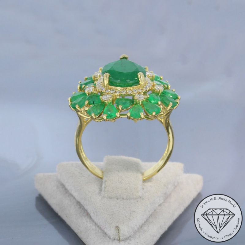 Wert 6490 € Brillant Smaragd Ring in 750er 18 K Gelbgold - 101874