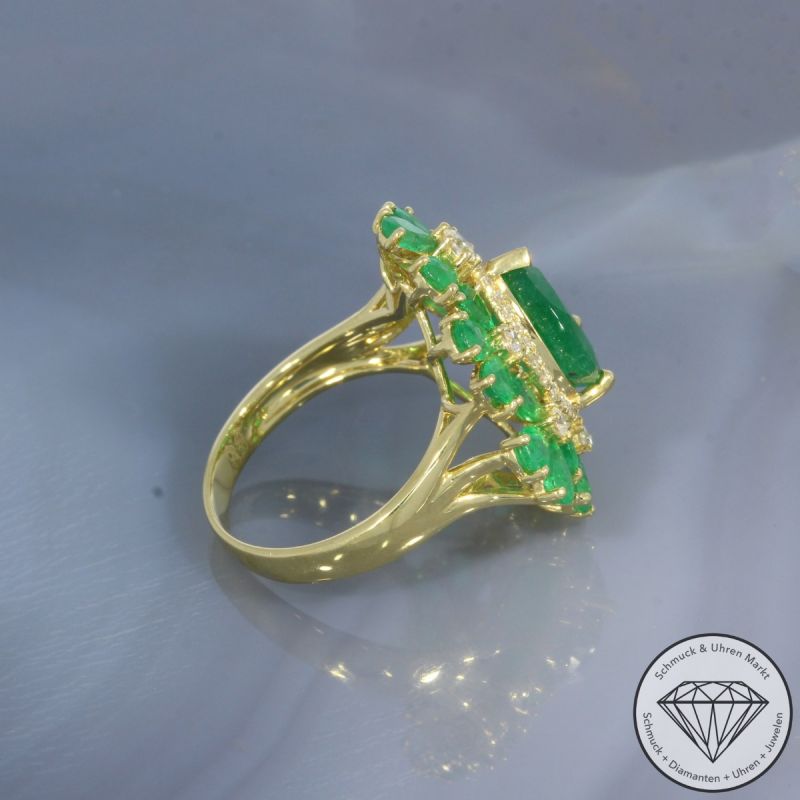 Wert 6490 € Brillant Smaragd Ring in 750er 18 K Gelbgold - 101874