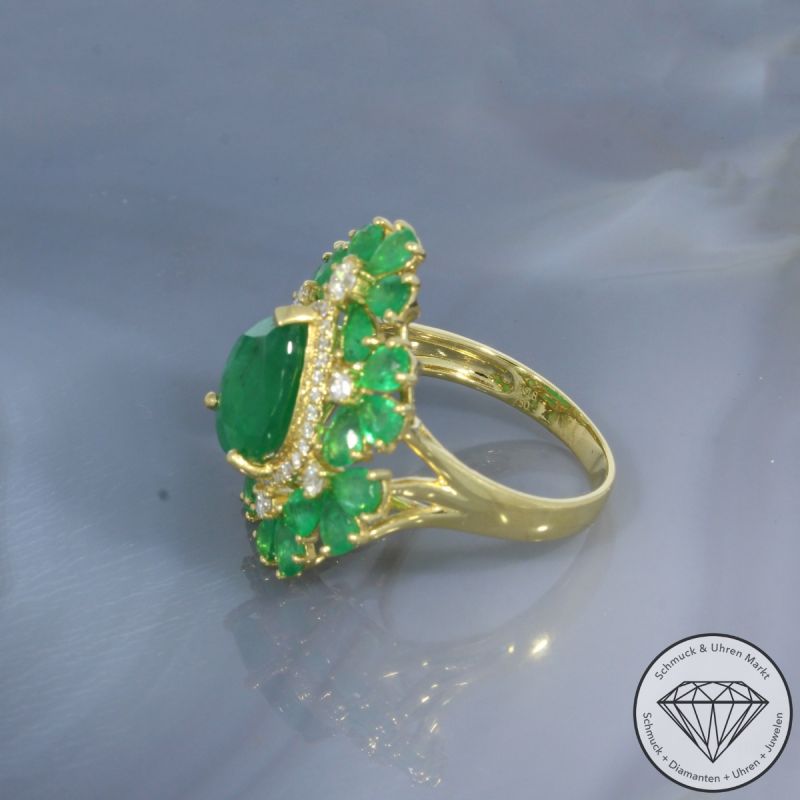 Wert 6490 € Brillant Smaragd Ring in 750er 18 K Gelbgold - 101874