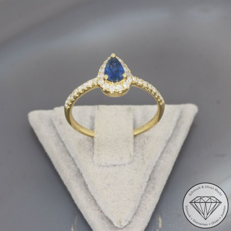 Wert 1290 € Brillant Saphir Ring in 750er 18 K Gelbgold - 101877
