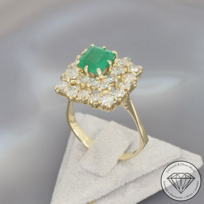 Wert 6800 € Brillant Smaragd Ring in 585er 14 K Gelbgold - 101889