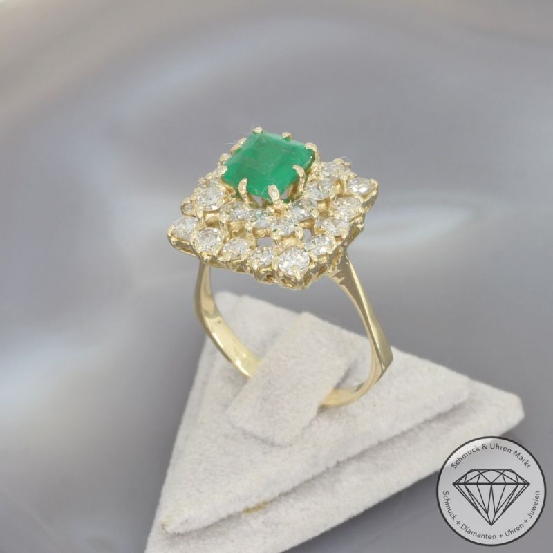Wert 6800 € Brillant Smaragd Ring in 585er 14 K Gelbgold - 101889