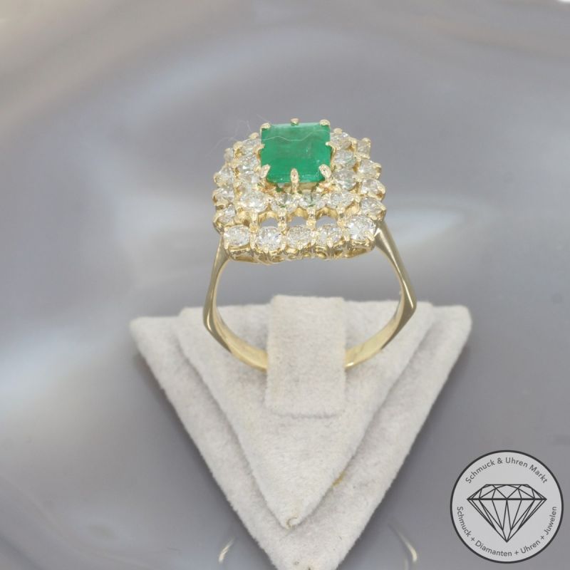 Wert 6800 € Brillant Smaragd Ring in 585er 14 K Gelbgold - 101889