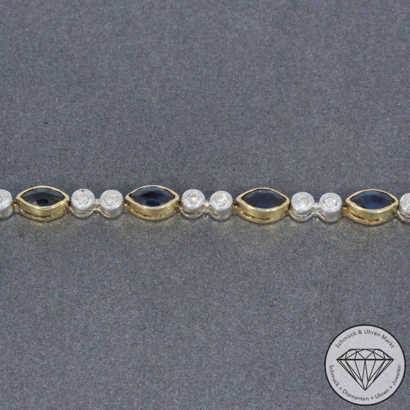 Wert 8900 € Bicolor Diamant Saphir Collier in 585er 14 K Gold - 101898