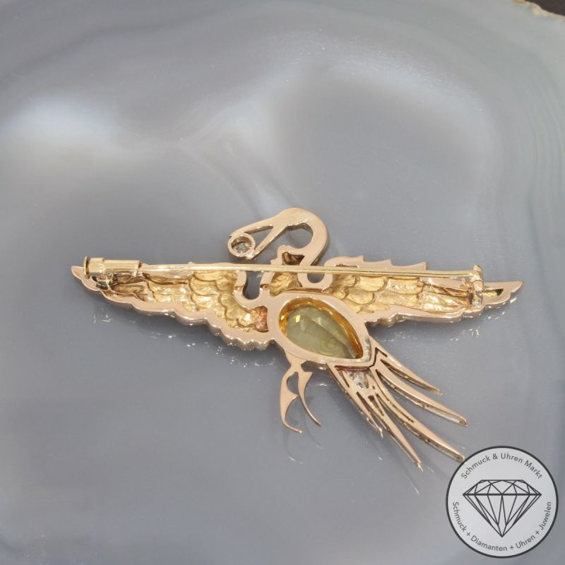 Wert 6200 € Bicolor Diamant Citrin Brosche in 750er 18 K Gold - 101900