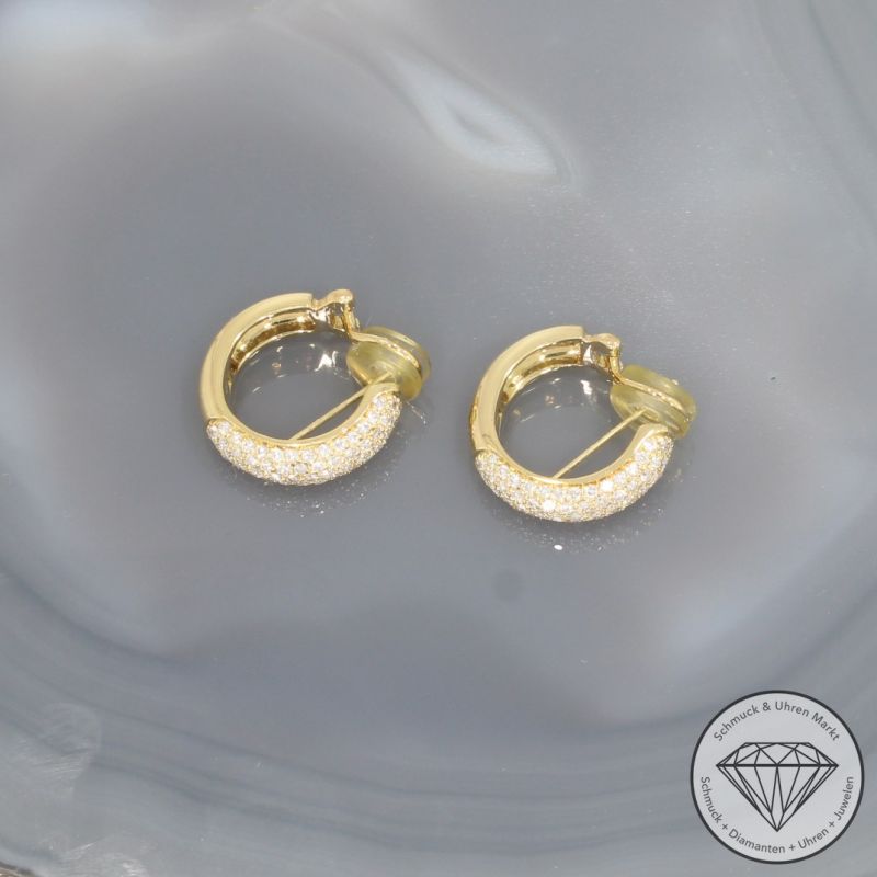 Wert 8550 € Brillant Ohrringe Creolen (ca. 3,00 carat) in 750er 18 K Gelbgold - 101909