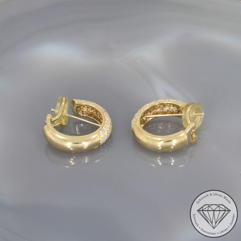 Wert 8550 € Brillant Ohrringe Creolen (ca. 3,00 carat) in 750er 18 K Gelbgold - 101909