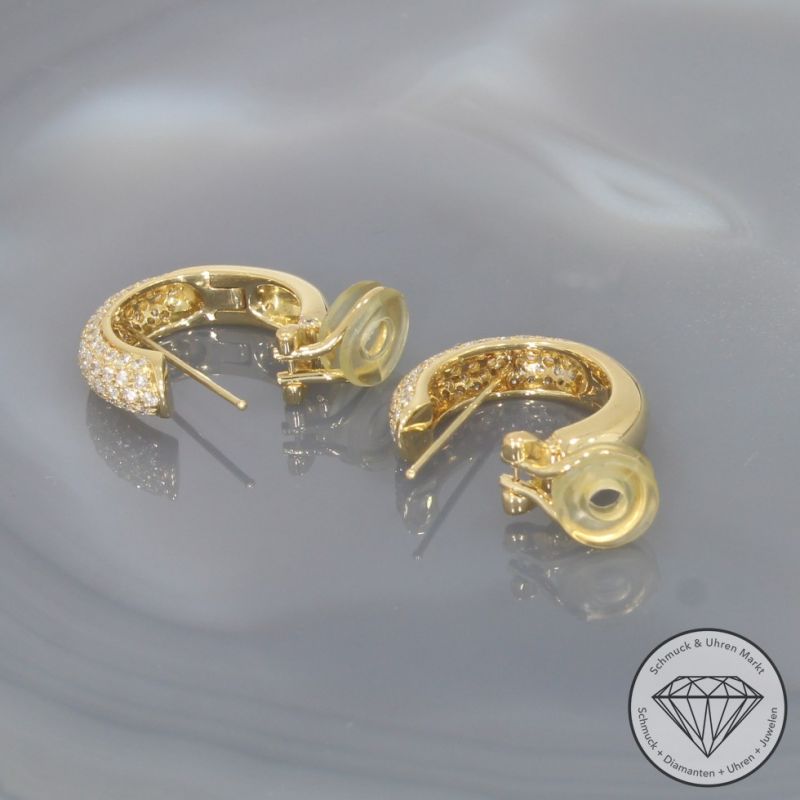 Wert 8550 € Brillant Ohrringe Creolen (ca. 3,00 carat) in 750er 18 K Gelbgold - 101909