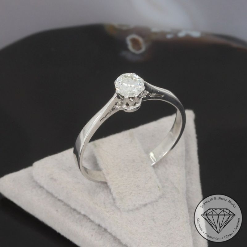 Wert 1590 € Solitär Brillant Ring (ca. 0,25 carat) in 750er 18 K Weißgold - 101916