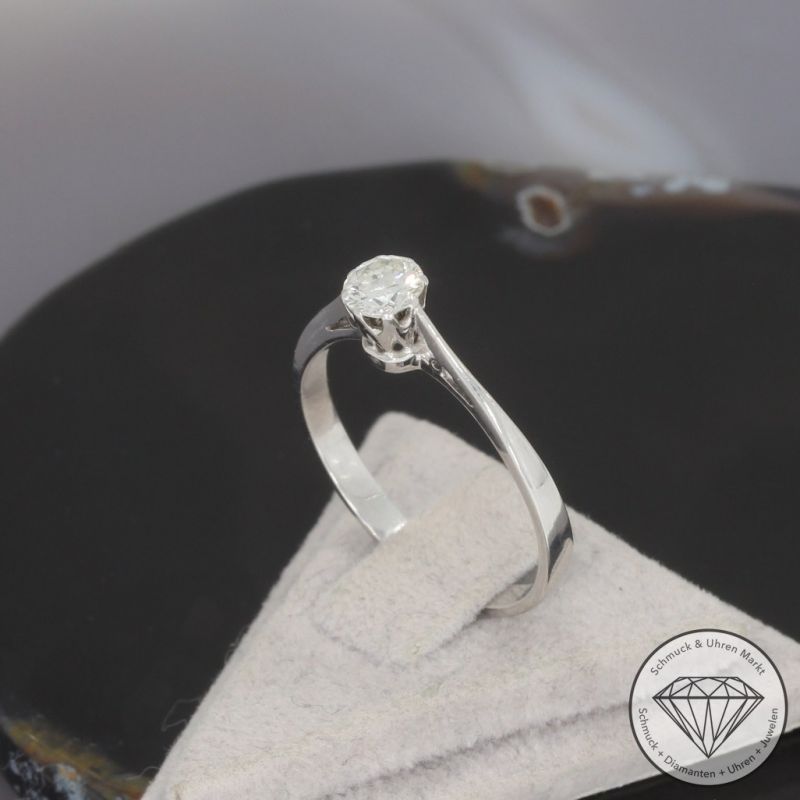 Wert 1590 € Solitär Brillant Ring (ca. 0,25 carat) in 750er 18 K Weißgold - 101916