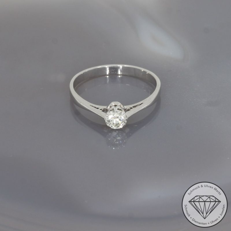 Wert 1590 € Solitär Brillant Ring (ca. 0,25 carat) in 750er 18 K Weißgold - 101916