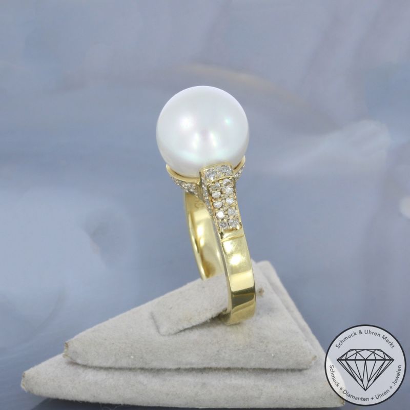 Wert 4300 € Brillant Perl Ring in 585er 14 K Gelbgold - 101922