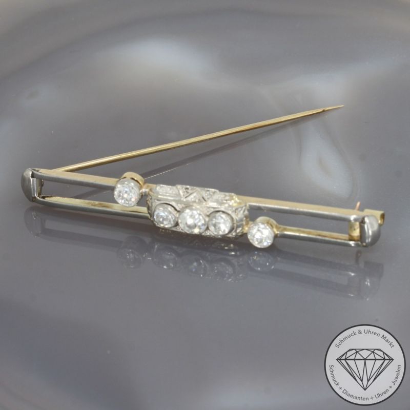 Wert 2900 € Diamant Brosche (ca. 1,07 carat) in 585er 14 K Gold - 101935