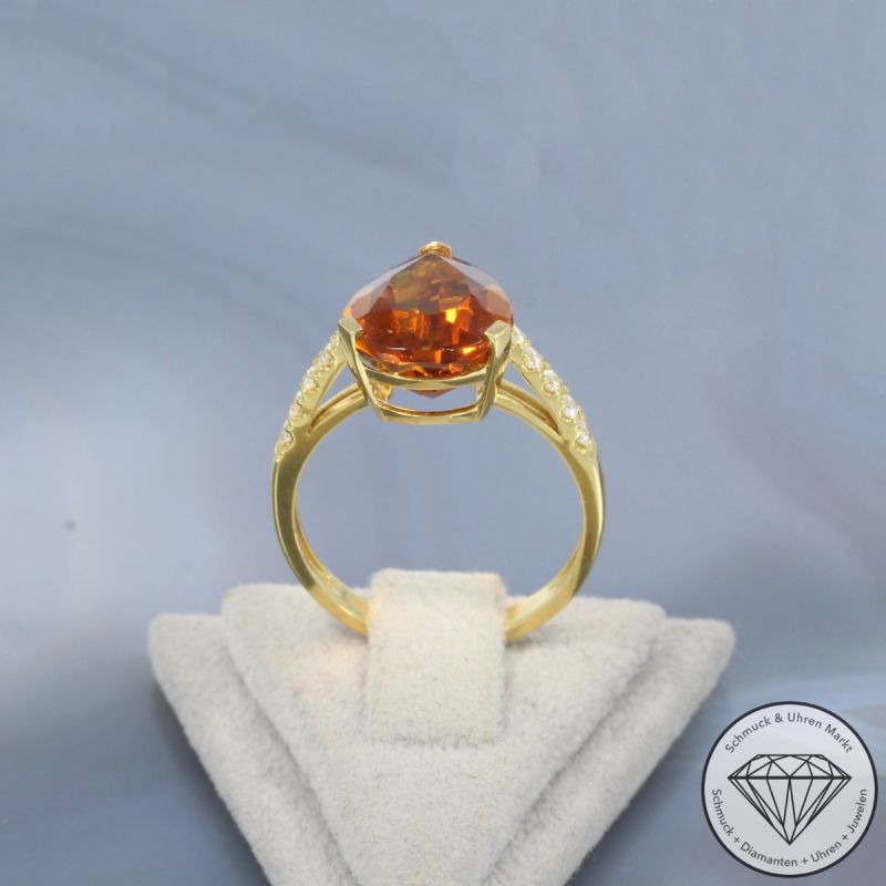 Wert 1450 € Brillant Citrin Ring in 750er 18 K Gelbgold - 101960