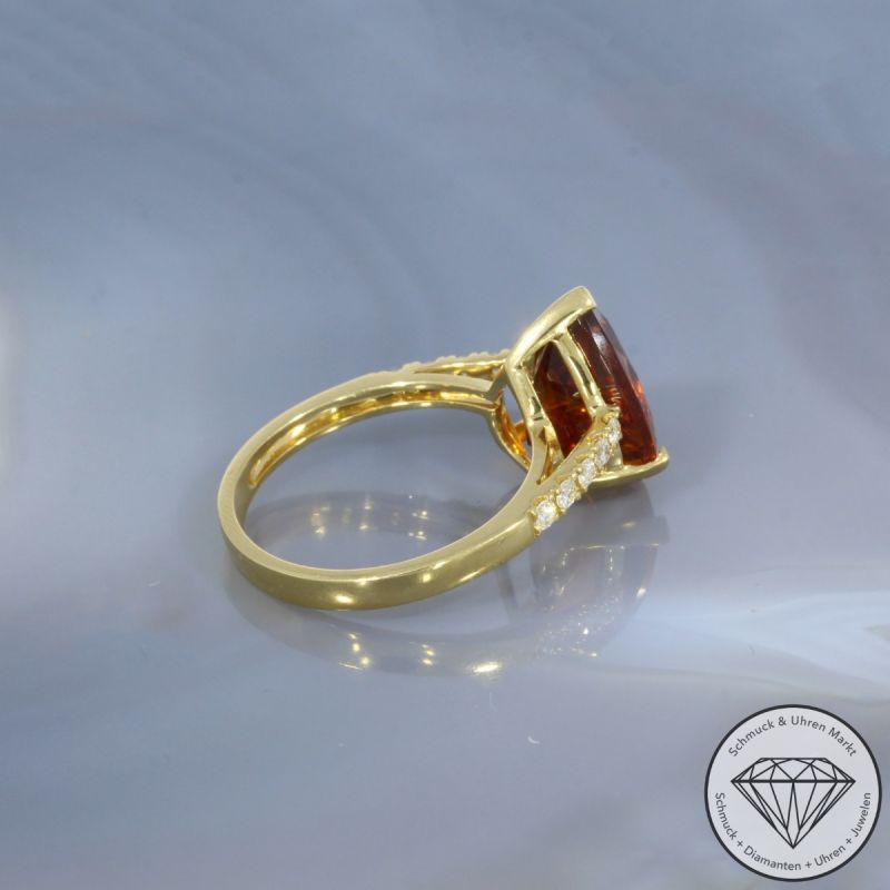 Wert 1450 € Brillant Citrin Ring in 750er 18 K Gelbgold - 101960