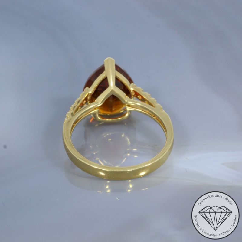 Wert 1450 € Brillant Citrin Ring in 750er 18 K Gelbgold - 101960