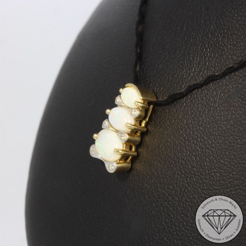 Wert 500 € Brillant Opal Anhänger in 585er 14 K Gelbgold - 102013