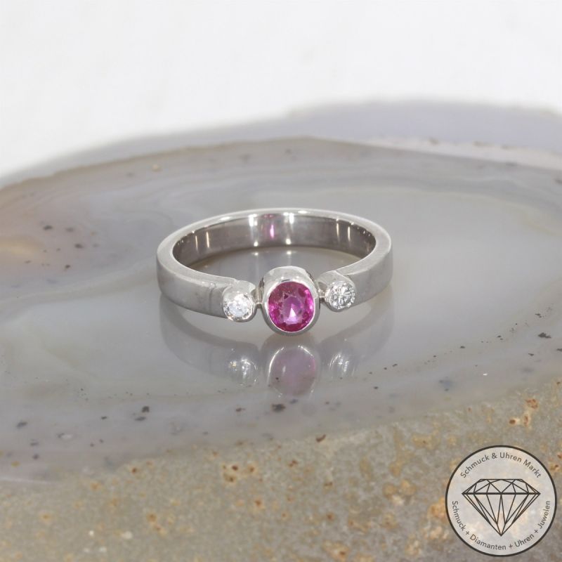 Wert 1850 € Brillant Rubin Ring in 750er 18 K Weißgold - 102030