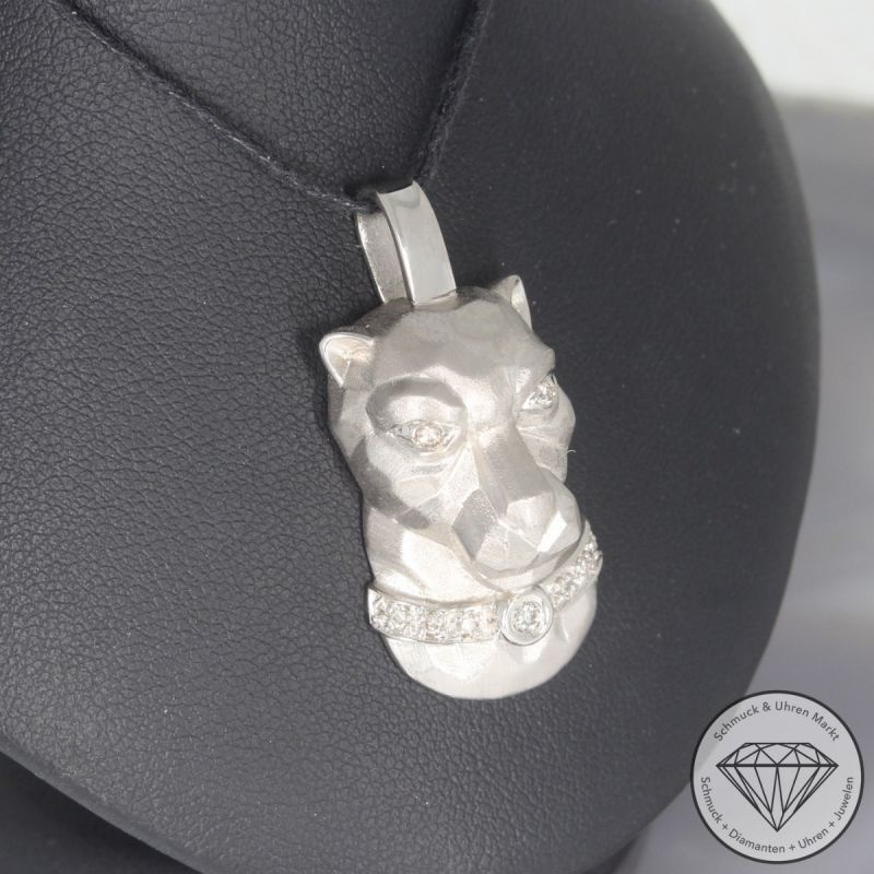 Wert 4350 € Brillant Anhänger Raubkatze (ca. 0,15 carat) in 750er 18 K Weißgold - 102032