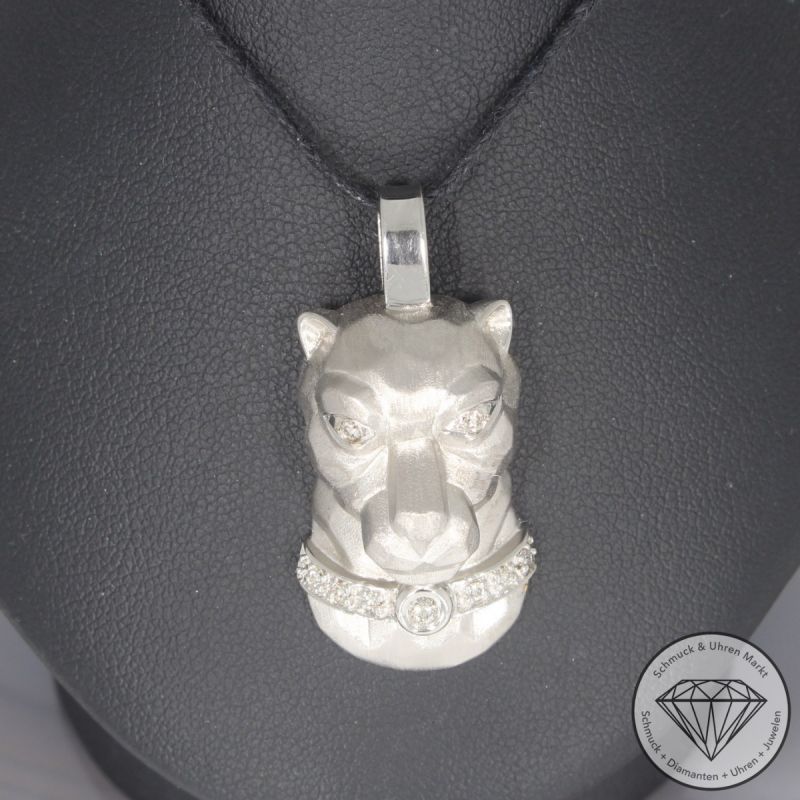 Wert 4350 € Brillant Anhänger Raubkatze (ca. 0,15 carat) in 750er 18 K Weißgold - 102032