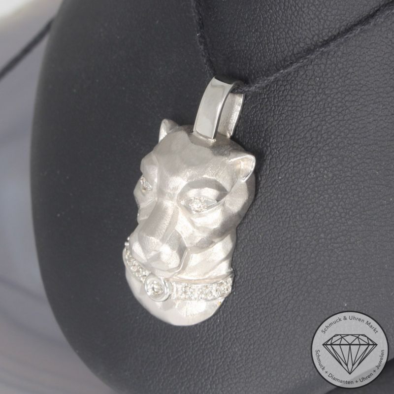 Wert 4350 € Brillant Anhänger Raubkatze (ca. 0,15 carat) in 750er 18 K Weißgold - 102032