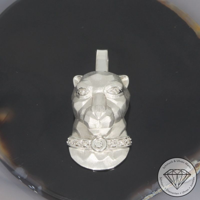 Wert 4350 € Brillant Anhänger Raubkatze (ca. 0,15 carat) in 750er 18 K Weißgold - 102032