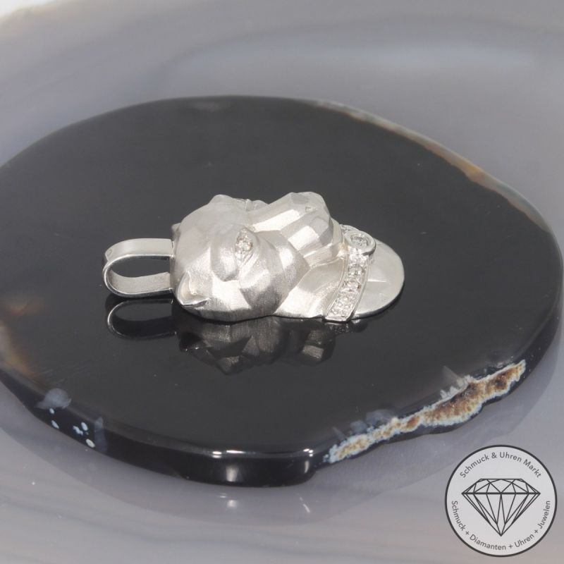 Wert 4350 € Brillant Anhänger Raubkatze (ca. 0,15 carat) in 750er 18 K Weißgold - 102032