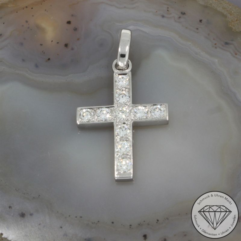 Wert 6690 € Brillant Anhänger Kreuz (ca. 1,30 carat) in 750er 18 K Weißgold - 102037