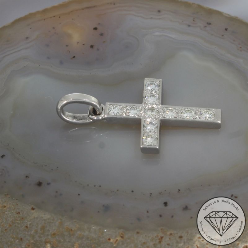 Wert 6690 € Brillant Anhänger Kreuz (ca. 1,30 carat) in 750er 18 K Weißgold - 102037