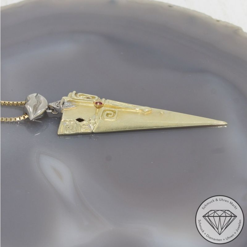 Wert 2590 € Diamant Rubin Anhänger & Kette in 585er 14 K Gelbgold - 102040