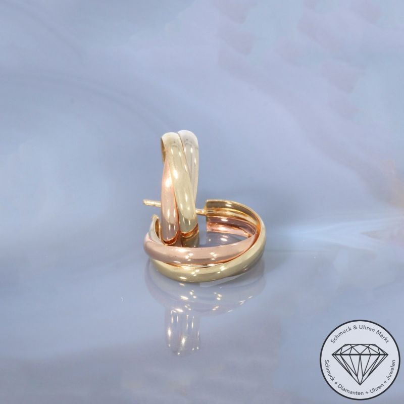 Wert 690 € Tricolor Creolen in 585er 14 K Gold - 102065