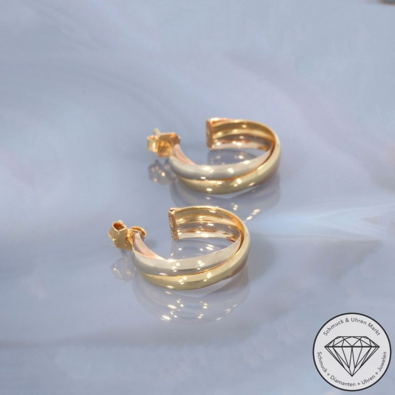 Wert 690 € Tricolor Creolen in 585er 14 K Gold - 102065