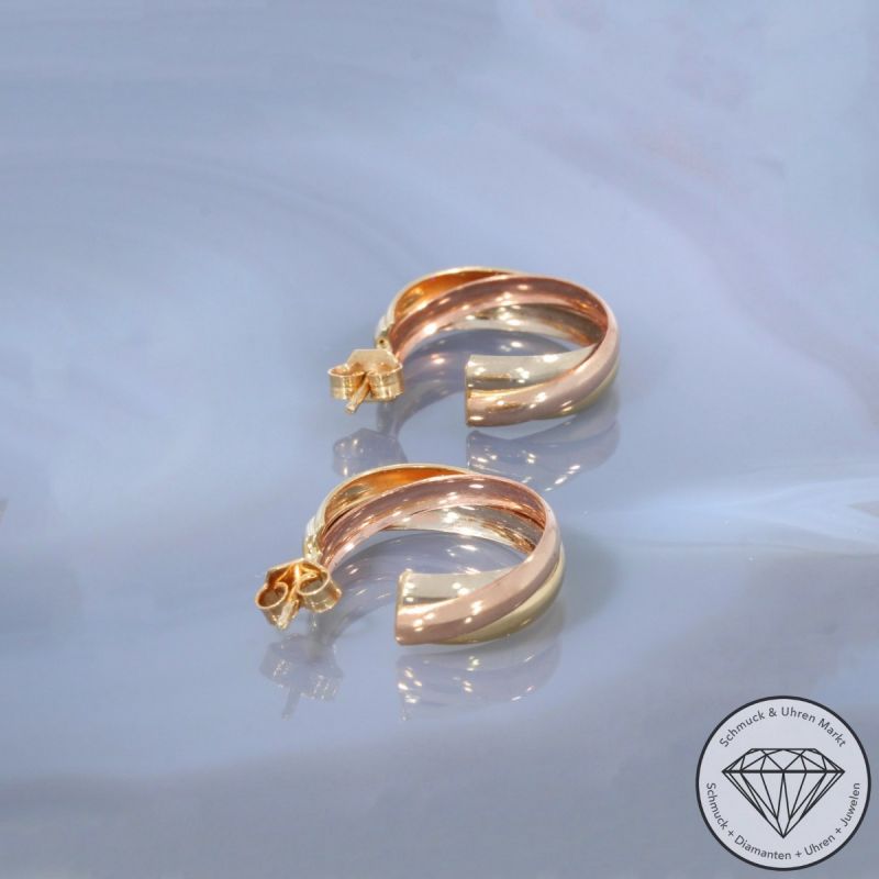 Wert 690 € Tricolor Creolen in 585er 14 K Gold - 102065