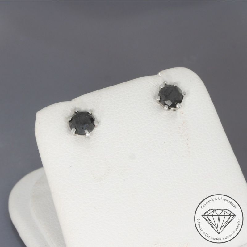 Wert 610 € schwarze Diamant Ohrringe (1,00 carat) in 900er Platin - H1857