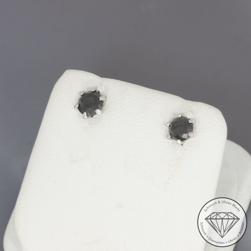 Wert 610 € schwarze Diamant Ohrringe (1,00 carat) in 900er Platin - H1857