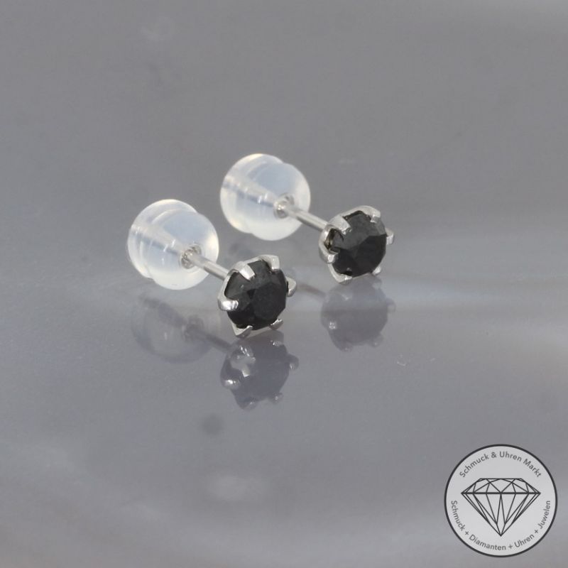 Wert 610 € schwarze Diamant Ohrringe (1,00 carat) in 900er Platin - H1857