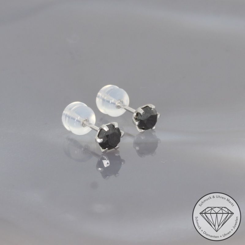 Wert 610 € schwarze Diamant Ohrringe (1,00 carat) in 900er Platin - H1857