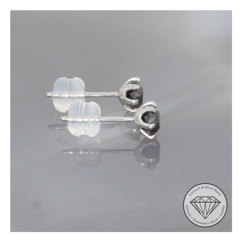 Wert 610 € schwarze Diamant Ohrringe (1,00 carat) in 900er Platin - H1857