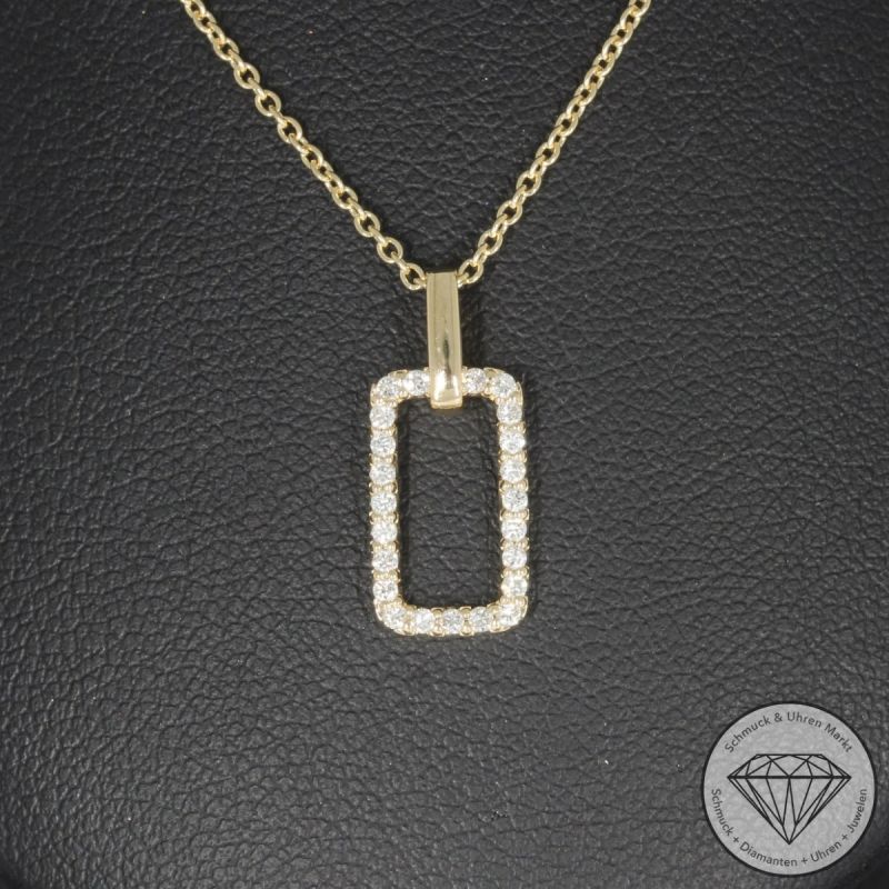 Wert 1490 € Brillant Anhänger & Kette (0,16 carat) in 585er 14 K Gelbgold - H1867