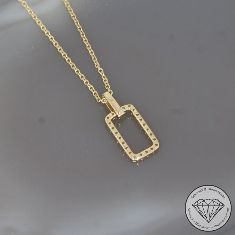 Wert 1490 € Brillant Anhänger & Kette (0,16 carat) in 585er 14 K Gelbgold - H1867