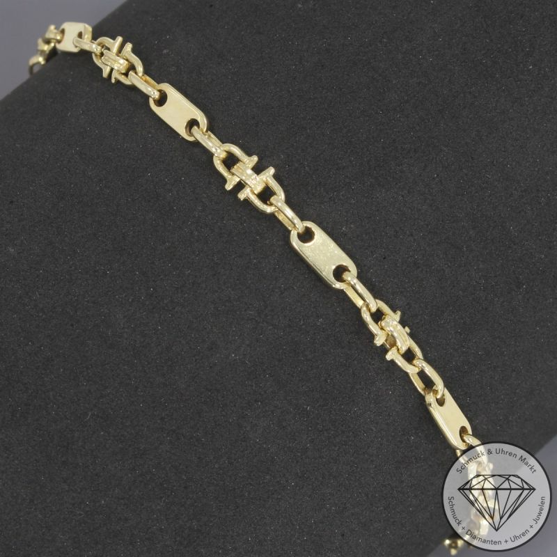 Wert 1290 € Plättchen Steigbügel Armband (7,1g) in 585er 14 K Gelbgold - 102242