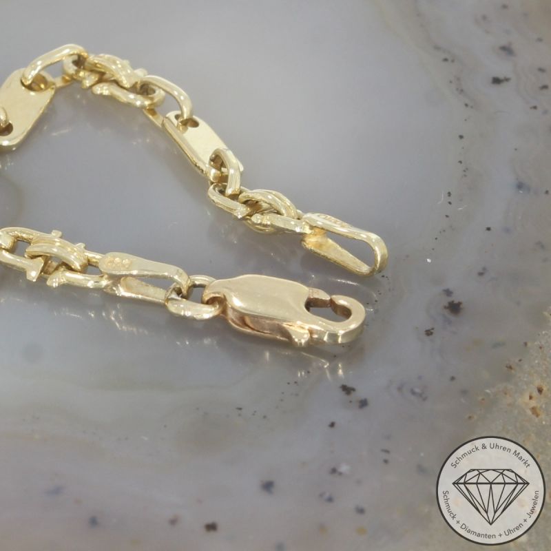 Wert 1290 € Plättchen Steigbügel Armband (7,1g) in 585er 14 K Gelbgold - 102242