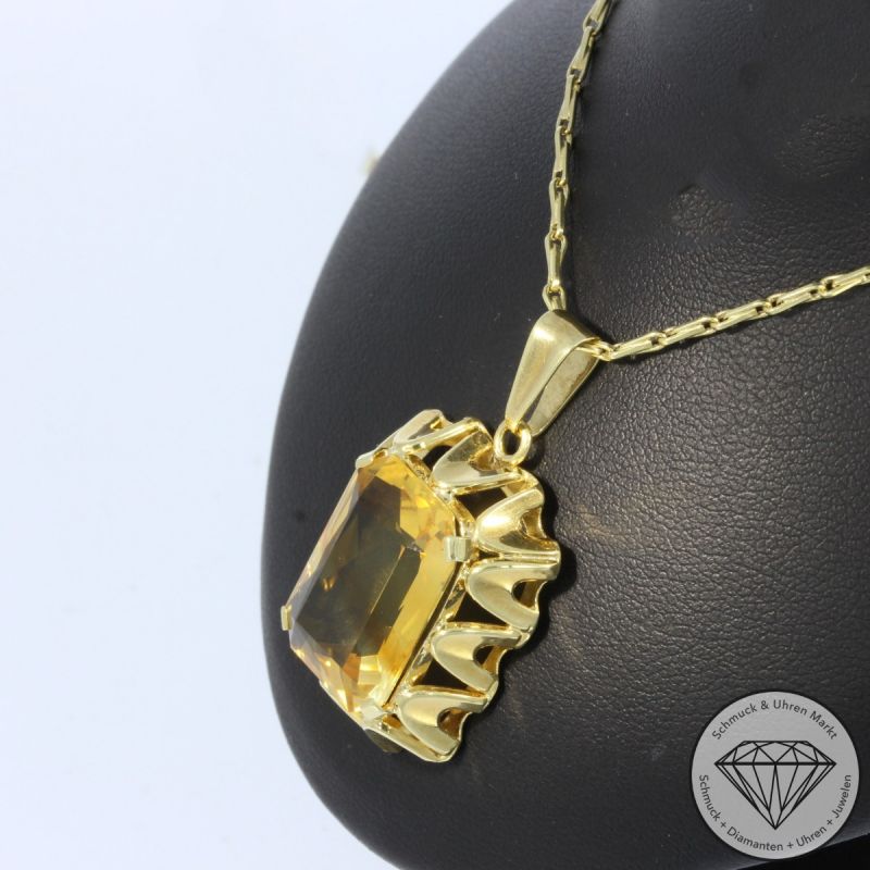 Wert 1990 € Citrin Anhänger mit Kette (ca. 25,00 carat) in 585er 14 K Gelbgold - 102276