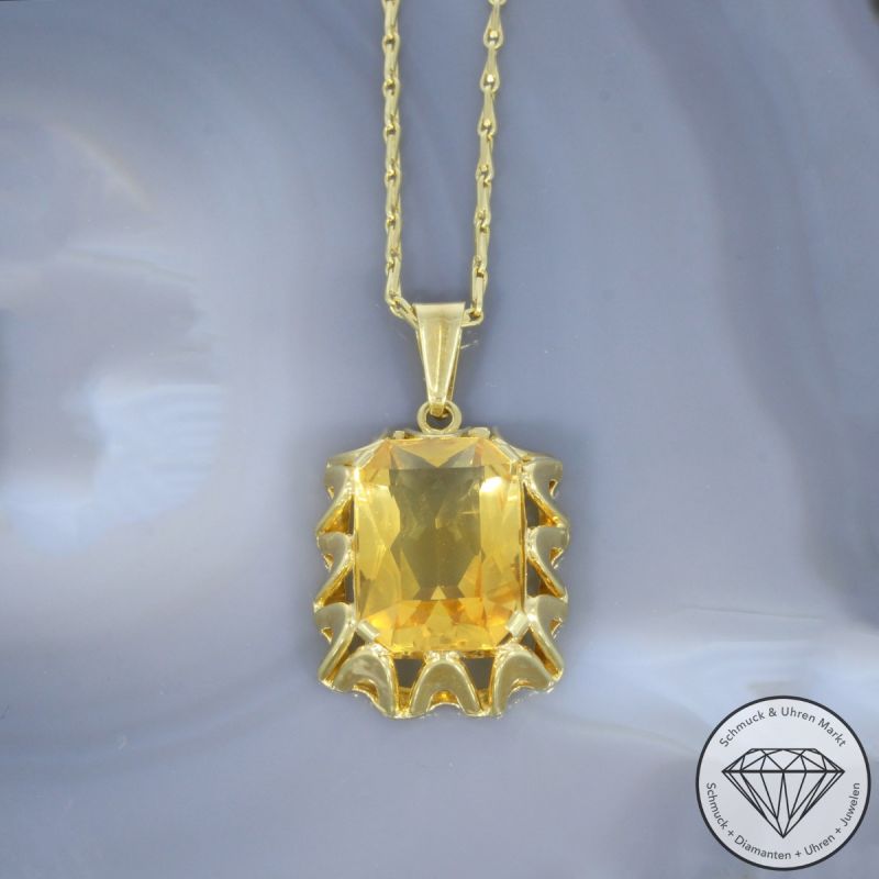 Wert 1990 € Citrin Anhänger mit Kette (ca. 25,00 carat) in 585er 14 K Gelbgold - 102276