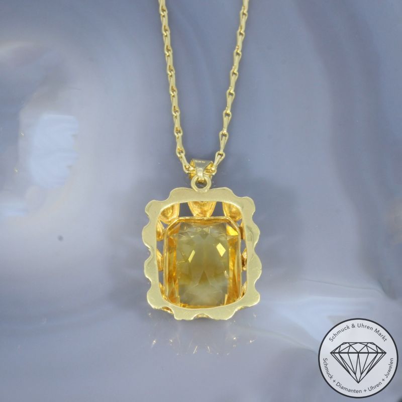 Wert 1990 € Citrin Anhänger mit Kette (ca. 25,00 carat) in 585er 14 K Gelbgold - 102276