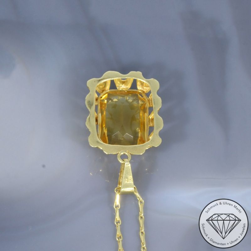 Wert 1990 € Citrin Anhänger mit Kette (ca. 25,00 carat) in 585er 14 K Gelbgold - 102276