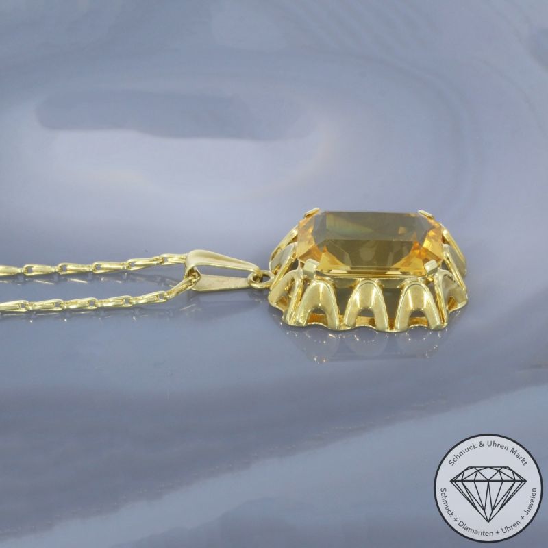 Wert 1990 € Citrin Anhänger mit Kette (ca. 25,00 carat) in 585er 14 K Gelbgold - 102276
